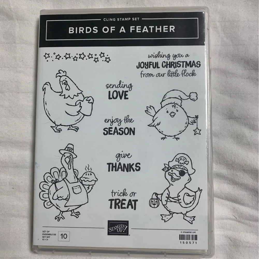 STAMPIN UP Birds Feather Cling Stamp Set Chicken Duck Turkey Fall Thanksgiving